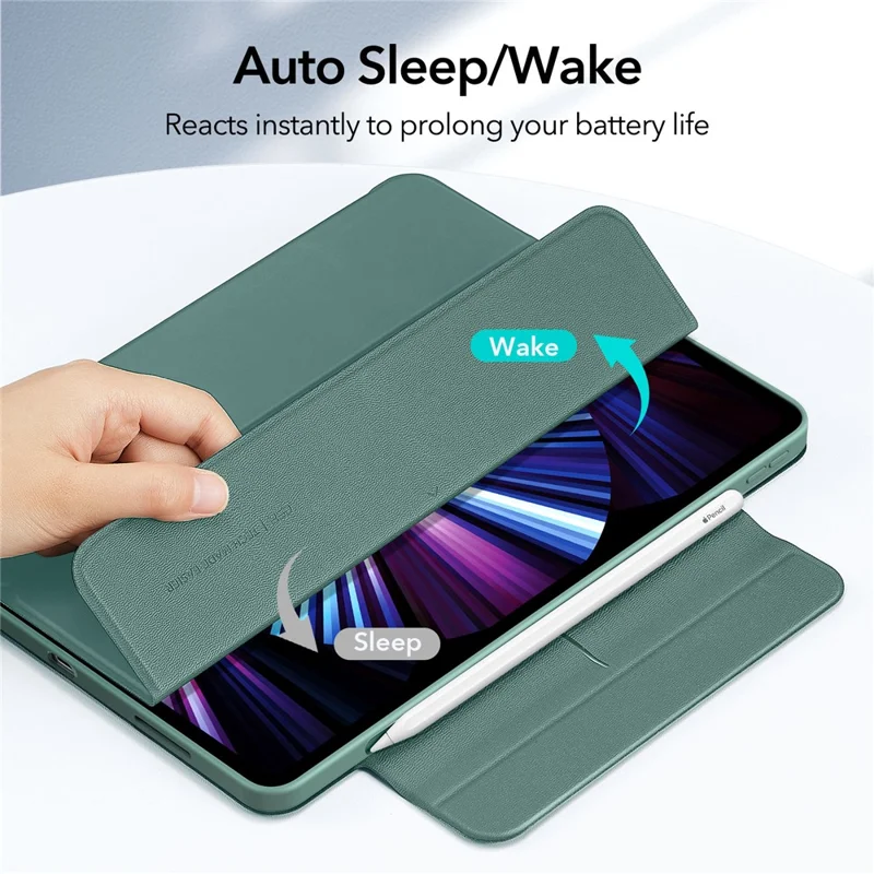 ESR Rebound Hybrid Case for iPad Pro 12.9 (2021) Leather Shockproof Tablet Cover - Green