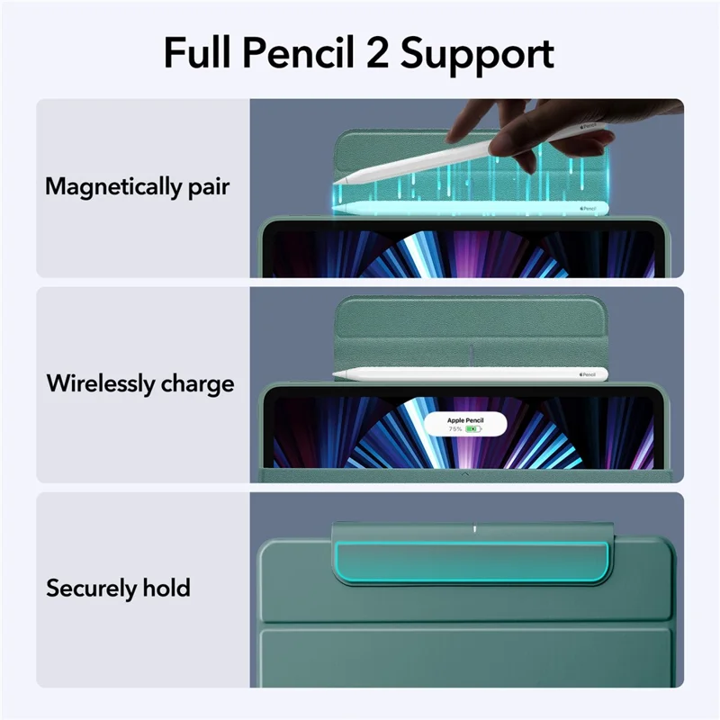 ESR Rebound Hybrid Case for iPad Pro 12.9 (2021) Leather Shockproof Tablet Cover - Green