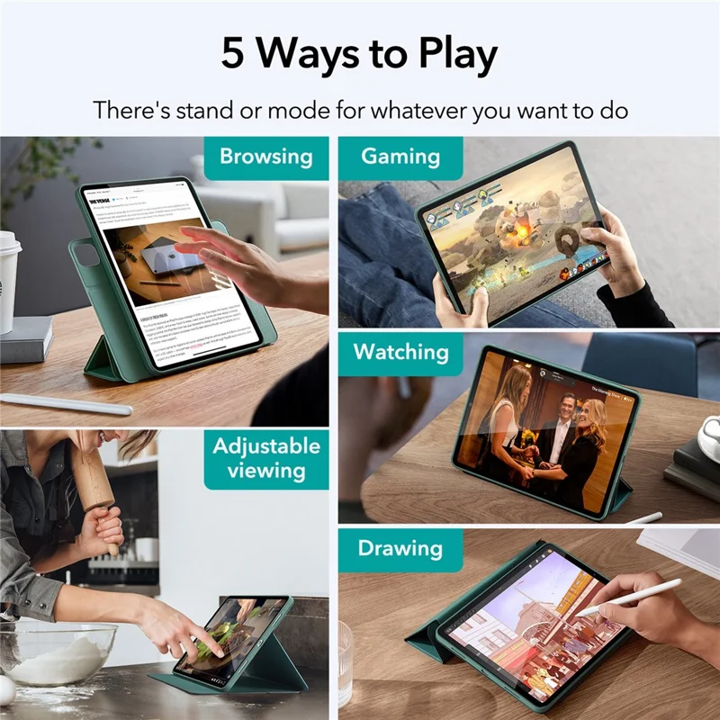 ESR Rebound Hybrid Case for iPad Pro 12.9 (2021) Leather Shockproof Tablet Cover - Green