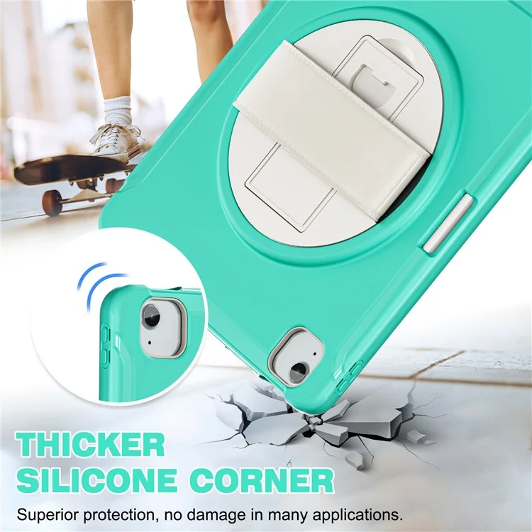 Para iPad Air 13 (2024) / iPad Pro 12.9 (2022) / (2021) / (2020) / (2018) Estuche con Soporte Patas PC+TPU+Silicona Cubierta con Ranura para Lápiz - Verde Menta