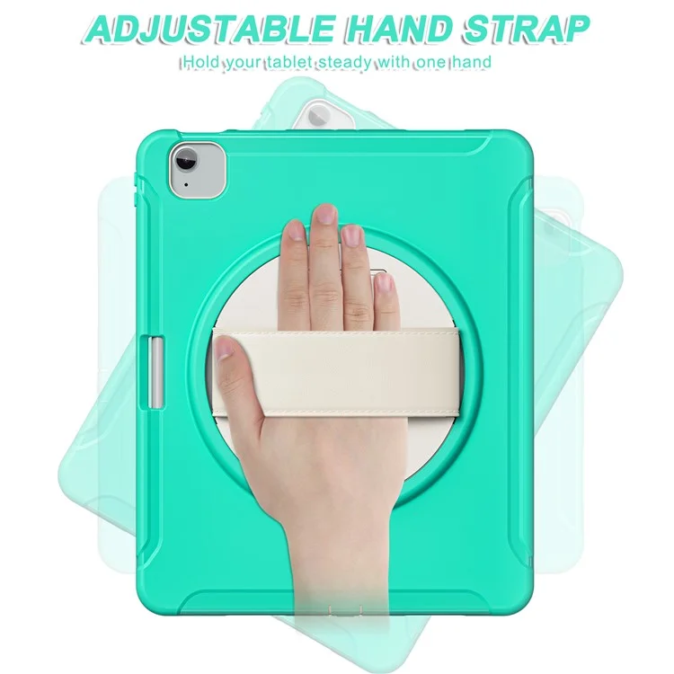 Para iPad Air 13 (2024) / iPad Pro 12.9 (2022) / (2021) / (2020) / (2018) Estuche con Soporte Patas PC+TPU+Silicona Cubierta con Ranura para Lápiz - Verde Menta