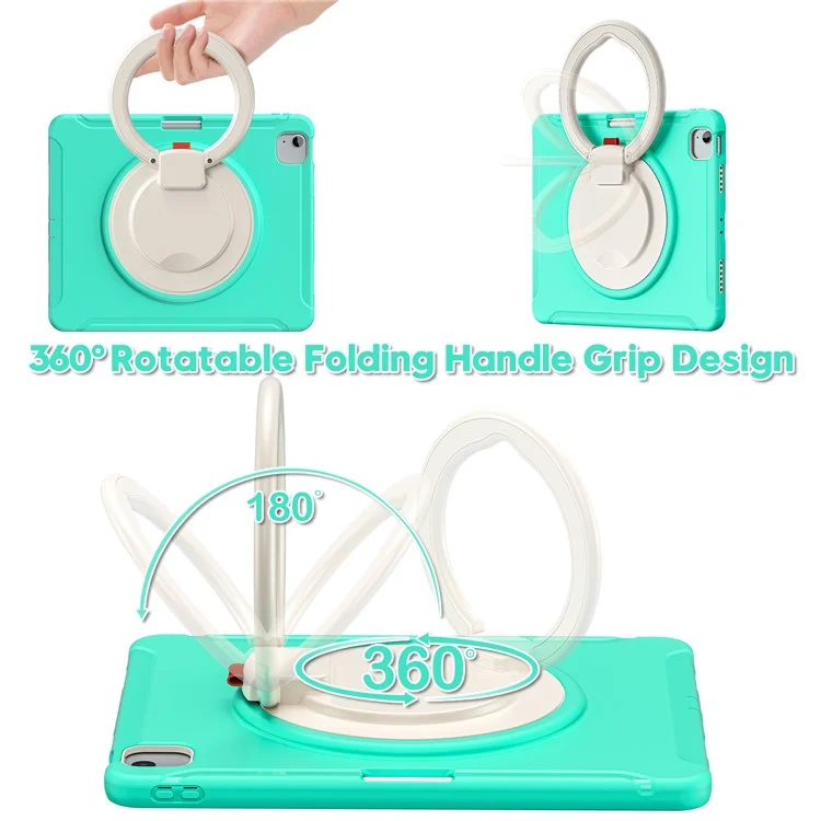 Para iPad Air 13 (2024) / iPad Pro 12.9 (2022) / (2021) / (2020) / (2018) Funda Agarre Manual Soporte PC+TPU Cubierta con Ranura para Bolígrafo - Verde Menta