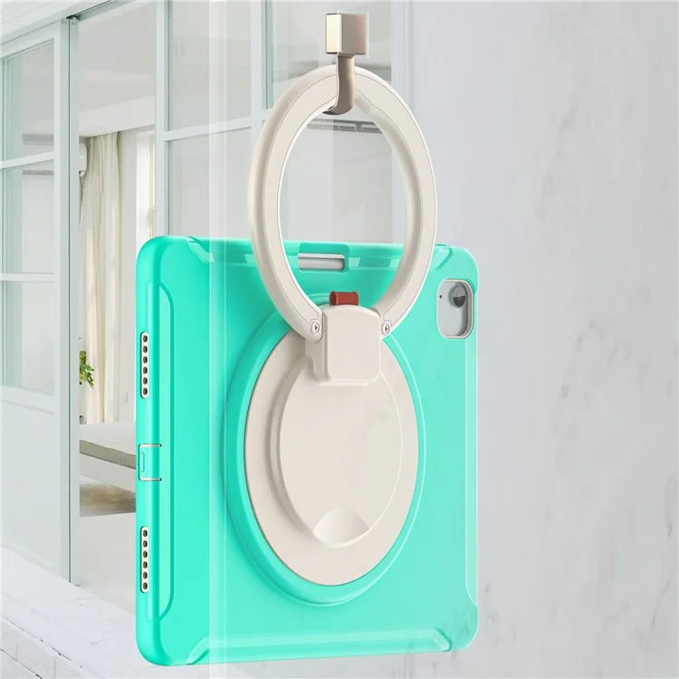 Para iPad Air 13 (2024) / iPad Pro 12.9 (2022) / (2021) / (2020) / (2018) Funda Agarre Manual Soporte PC+TPU Cubierta con Ranura para Bolígrafo - Verde Menta