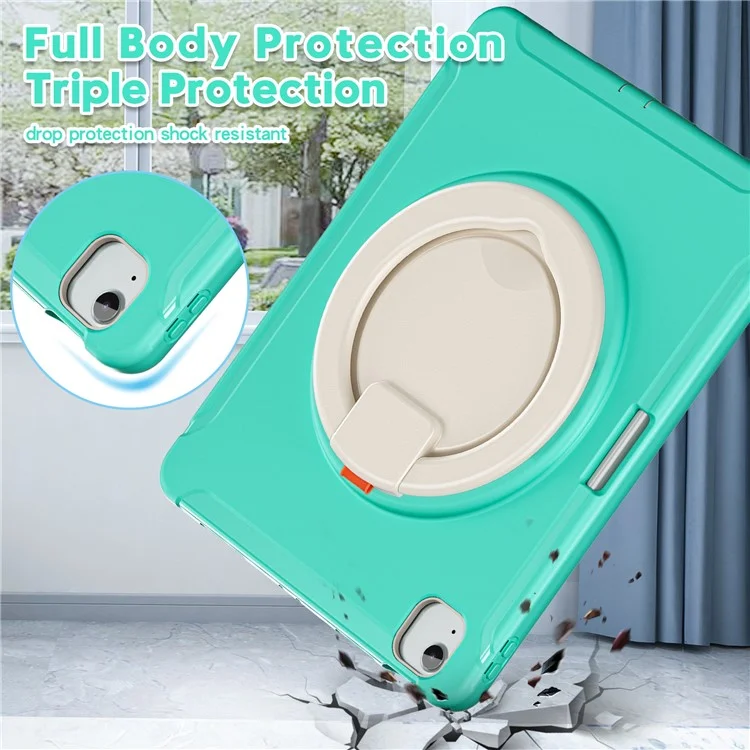 Para iPad Air 13 (2024) / iPad Pro 12.9 (2022) / (2021) / (2020) / (2018) Funda Agarre Manual Soporte PC+TPU Cubierta con Ranura para Bolígrafo - Verde Menta