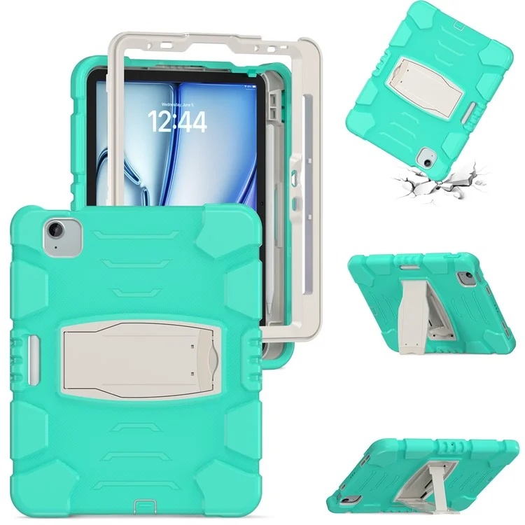 Für iPad Air 11 (2024) Kickstand Case PC+Silicone Anti-Drop Tablet Cover - Minzgrün