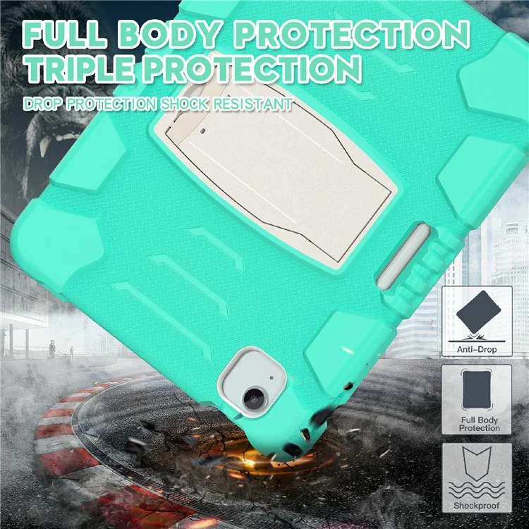 Für iPad Air 11 (2024) Kickstand Case PC+Silicone Anti-Drop Tablet Cover - Minzgrün