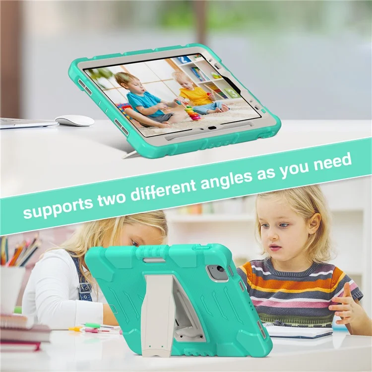 Für iPad Air 11 (2024) Kickstand Case PC+Silicone Anti-Drop Tablet Cover - Minzgrün