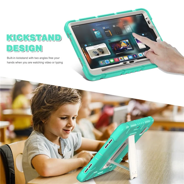 Für iPad Air 11 (2024) Kickstand Case PC+Silicone Anti-Drop Tablet Cover - Minzgrün
