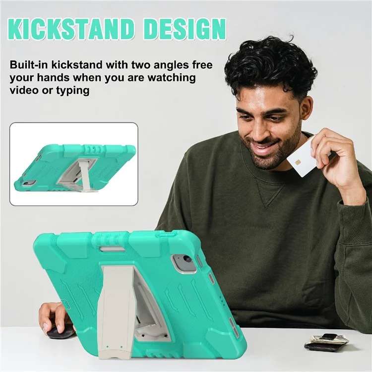 Für iPad Air 11 (2024) Kickstand Case PC+Silicone Anti-Drop Tablet Cover - Minzgrün