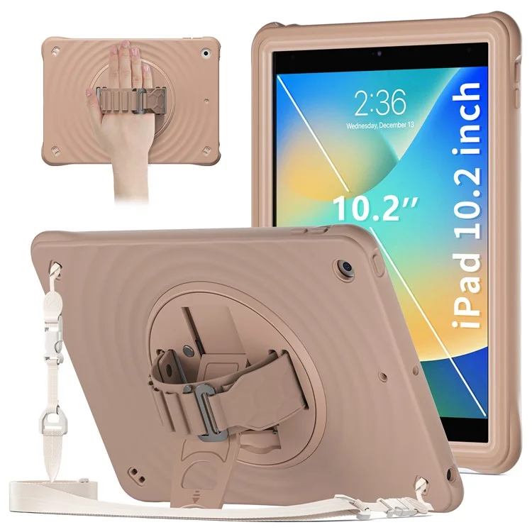 Чехол для iPad 10.2 (2021) / (2020) / (2019) с подставкой, силиконовым ремешком для руки и плечевым ремнем - Latte Color