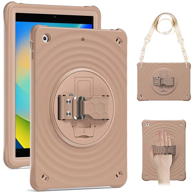Чехол для iPad 10.2 (2021) / (2020) / (2019) с подставкой, силиконовым ремешком для руки и плечевым ремнем - Latte Color