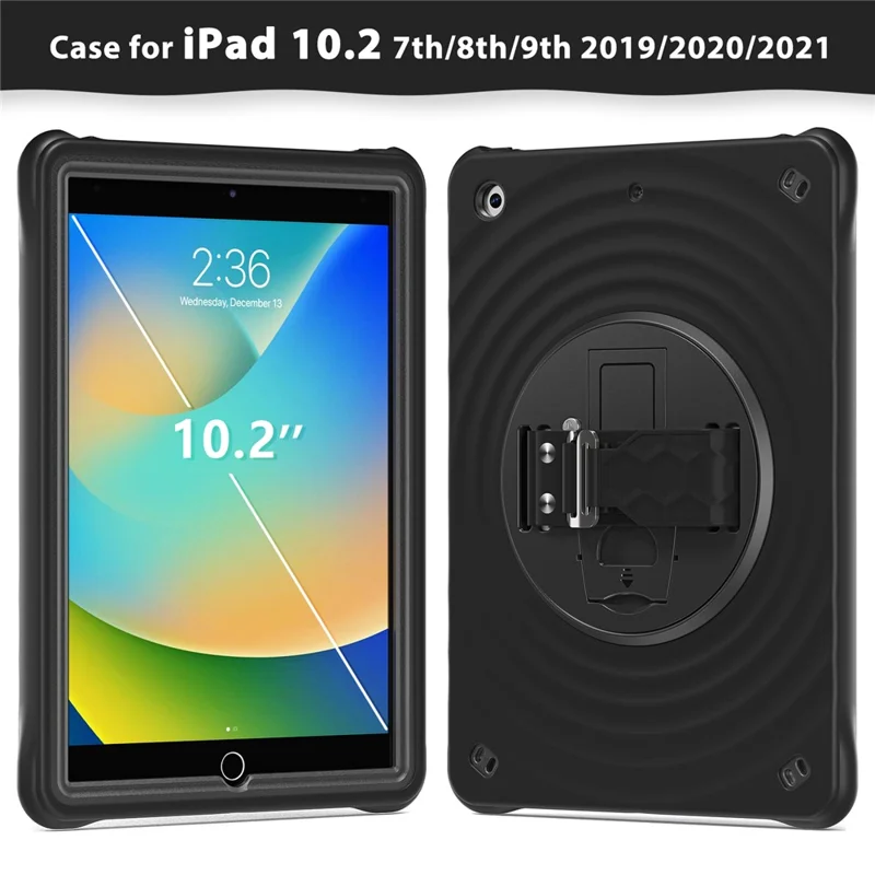 Чехол с ручным ремнем и подставкой для iPad 10.2 (2021) / (2020) / (2019) - черный