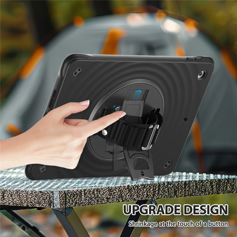 Чехол с ручным ремнем и подставкой для iPad 10.2 (2021) / (2020) / (2019) - черный