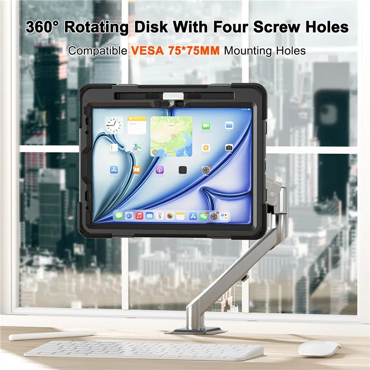 Para iPad Air 11 (2024) / Air (2022) / (2020) / iPad Pro 11 (2022) / (2021) / (2020) / (2018) Funda con Soporte PC+Silicona Cubierta para Tableta