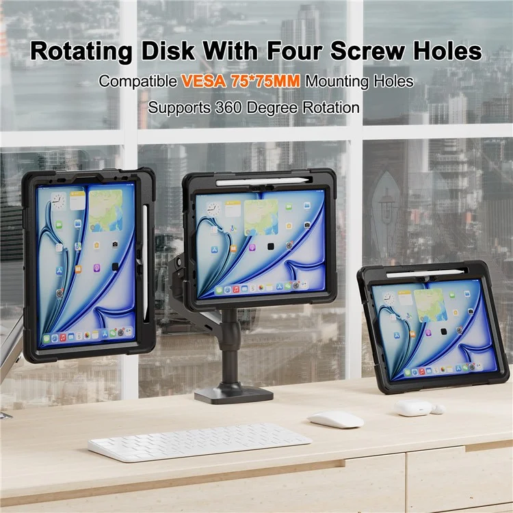 Para iPad Air 11 (2024) / Air (2022) / (2020) / iPad Pro 11 (2022) / (2021) / (2020) / (2018) Funda con Soporte PC+Silicona Cubierta para Tableta