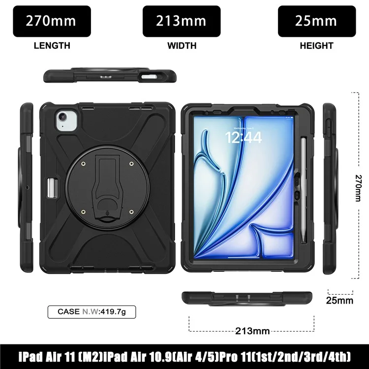 Para iPad Air 11 (2024) / Air (2022) / (2020) / iPad Pro 11 (2022) / (2021) / (2020) / (2018) Funda con Soporte PC+Silicona Cubierta para Tableta