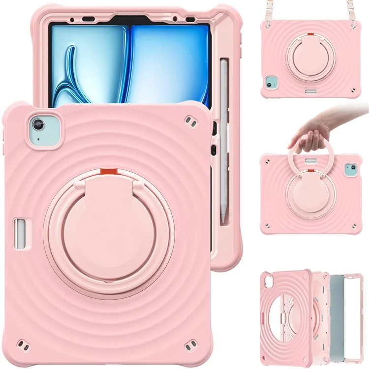 Para iPad Air 11 (2024) / Air (2022) / (2020) / iPad Pro 11 (2022) / (2021) / (2020) / (2018) Kickstand Case with Shoulder Strap - Rosa