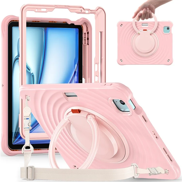 Para iPad Air 11 (2024) / Air (2022) / (2020) / iPad Pro 11 (2022) / (2021) / (2020) / (2018) Kickstand Case with Shoulder Strap - Rosa