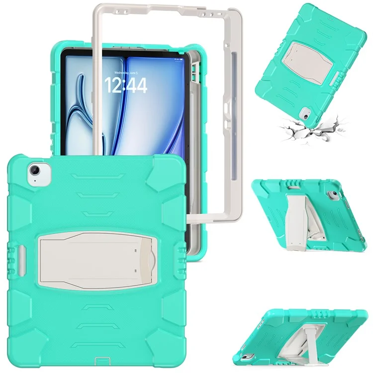 Para iPad Air 13 (2024) / iPad Pro 12.9 (2022) / (2021) / (2020) / (2018) Funda de Tablet PC+Silicona con Soporte - Verde Menta