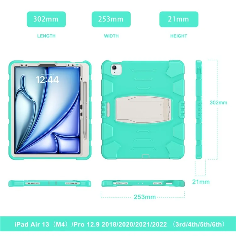 Para iPad Air 13 (2024) / iPad Pro 12.9 (2022) / (2021) / (2020) / (2018) Funda de Tablet PC+Silicona con Soporte - Verde Menta