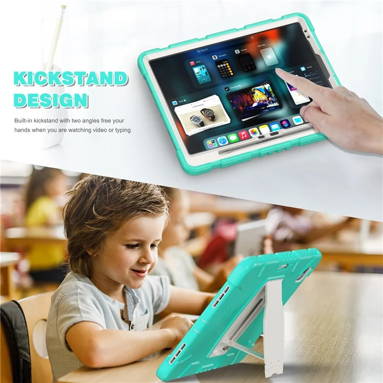 Para iPad Air 13 (2024) / iPad Pro 12.9 (2022) / (2021) / (2020) / (2018) Funda de Tablet PC+Silicona con Soporte - Verde Menta