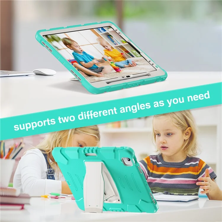 Para iPad Air 13 (2024) / iPad Pro 12.9 (2022) / (2021) / (2020) / (2018) Funda de Tablet PC+Silicona con Soporte - Verde Menta