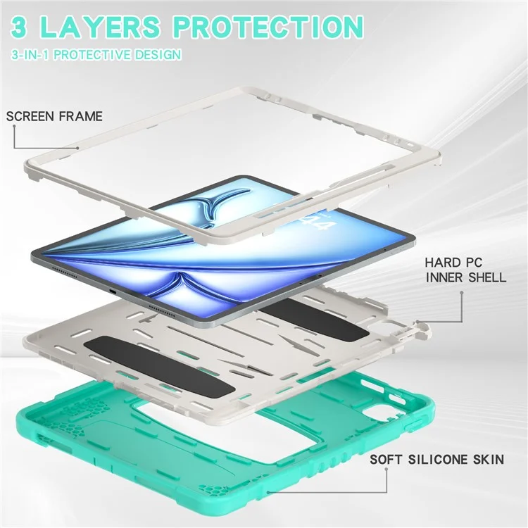 Para iPad Air 13 (2024) / iPad Pro 12.9 (2022) / (2021) / (2020) / (2018) Funda de Tablet PC+Silicona con Soporte - Verde Menta