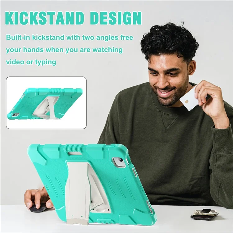 Para iPad Air 13 (2024) / iPad Pro 12.9 (2022) / (2021) / (2020) / (2018) Funda de Tablet PC+Silicona con Soporte - Verde Menta