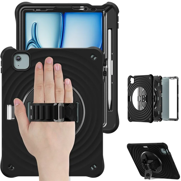 Pour iPad Air 11 (2024) / Air (2022) / (2020) / iPad Pro 11 (2022) / (2021) / (2020) / (2018) Étui avec support Coque TPU+PC+Silicone - Noir
