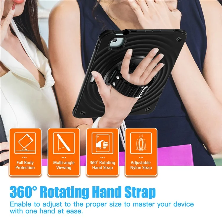 Pour iPad Air 11 (2024) / Air (2022) / (2020) / iPad Pro 11 (2022) / (2021) / (2020) / (2018) Étui avec support Coque TPU+PC+Silicone - Noir