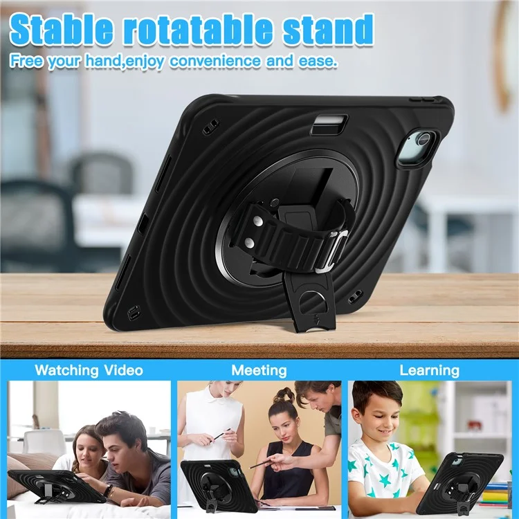 Pour iPad Air 11 (2024) / Air (2022) / (2020) / iPad Pro 11 (2022) / (2021) / (2020) / (2018) Étui avec support Coque TPU+PC+Silicone - Noir