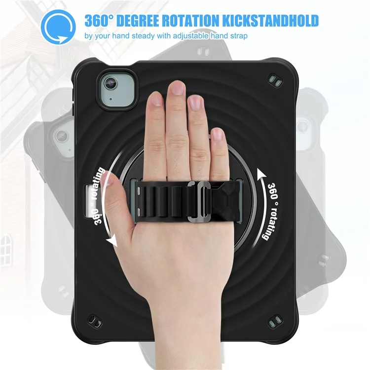 Pour iPad Air 11 (2024) / Air (2022) / (2020) / iPad Pro 11 (2022) / (2021) / (2020) / (2018) Étui avec support Coque TPU+PC+Silicone - Noir