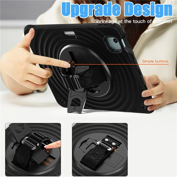 Pour iPad Air 11 (2024) / Air (2022) / (2020) / iPad Pro 11 (2022) / (2021) / (2020) / (2018) Étui avec support Coque TPU+PC+Silicone - Noir