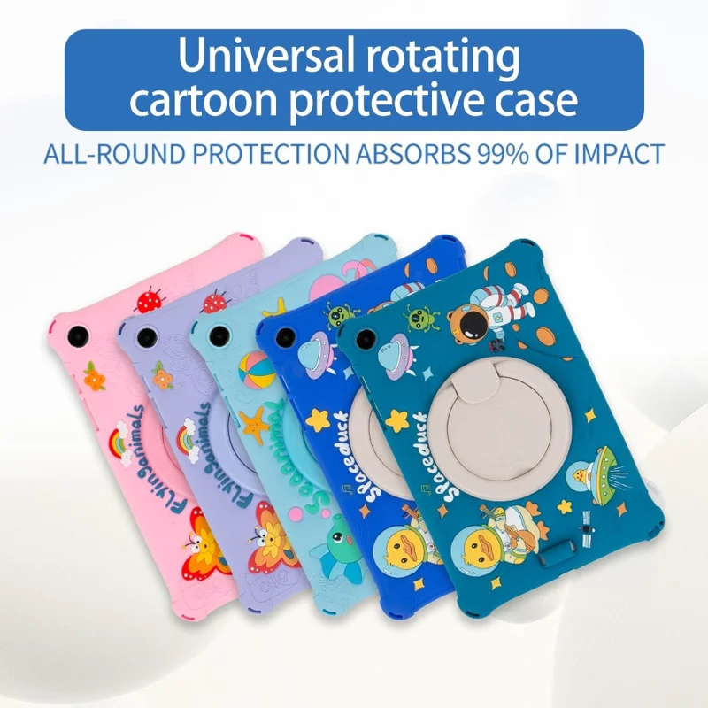 For Samsung Galaxy Tab A9+ X216 Case Cartoon Design Rotatable Kickstand Silicone Tablet Cover - Green