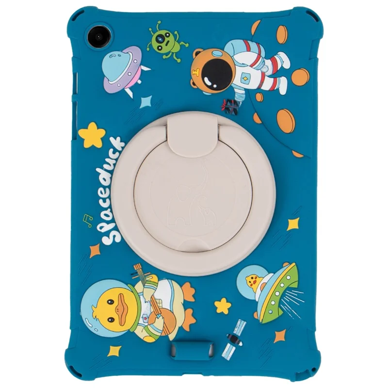 For Samsung Galaxy Tab A9+ X216 Case Cartoon Design Rotatable Kickstand Silicone Tablet Cover - Green
