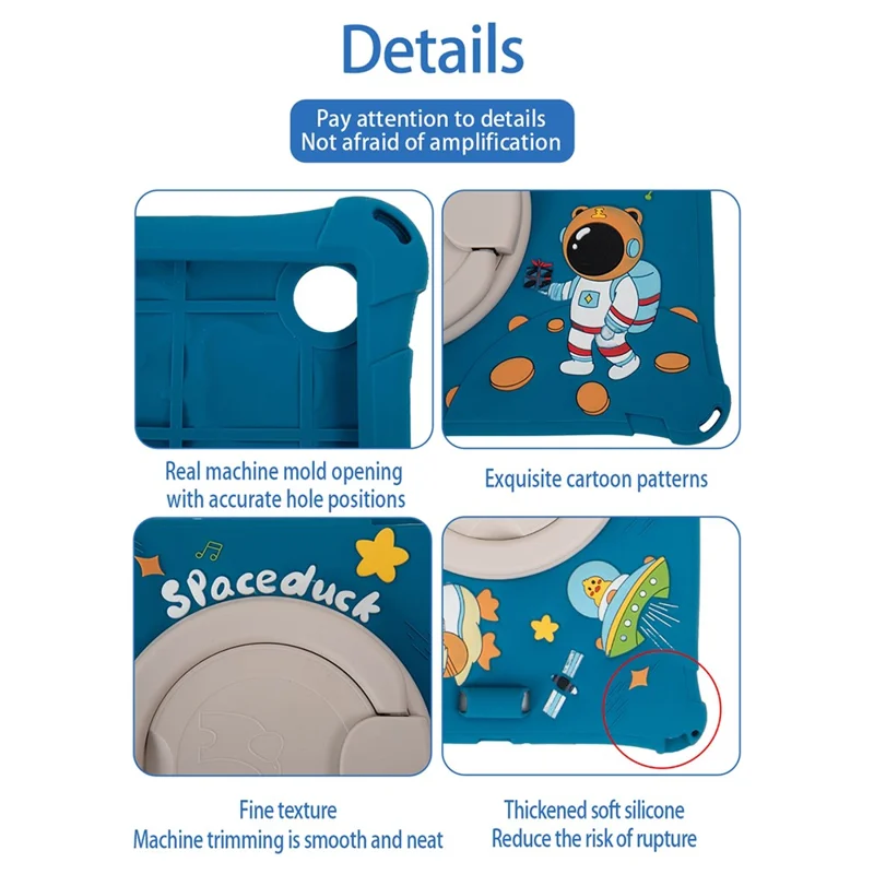 For Samsung Galaxy Tab A9+ X216 Case Cartoon Design Rotatable Kickstand Silicone Tablet Cover - Green