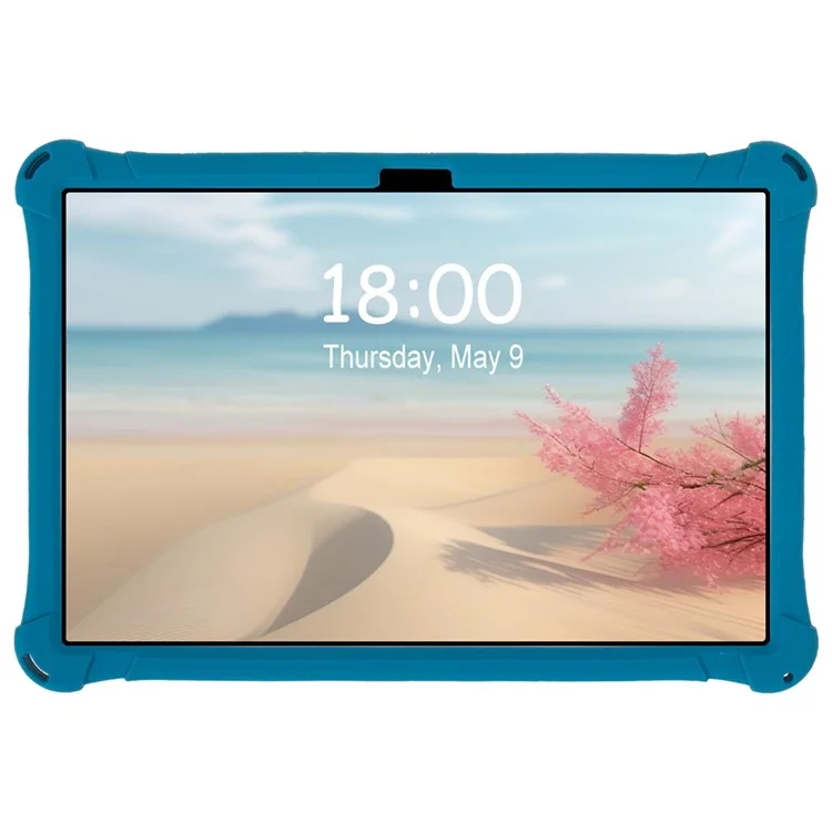 For Samsung Galaxy Tab A9+ X216 Case Rotatable Kickstand Cute Cartoon Silicone Tablet Cover with Lanyard - Green