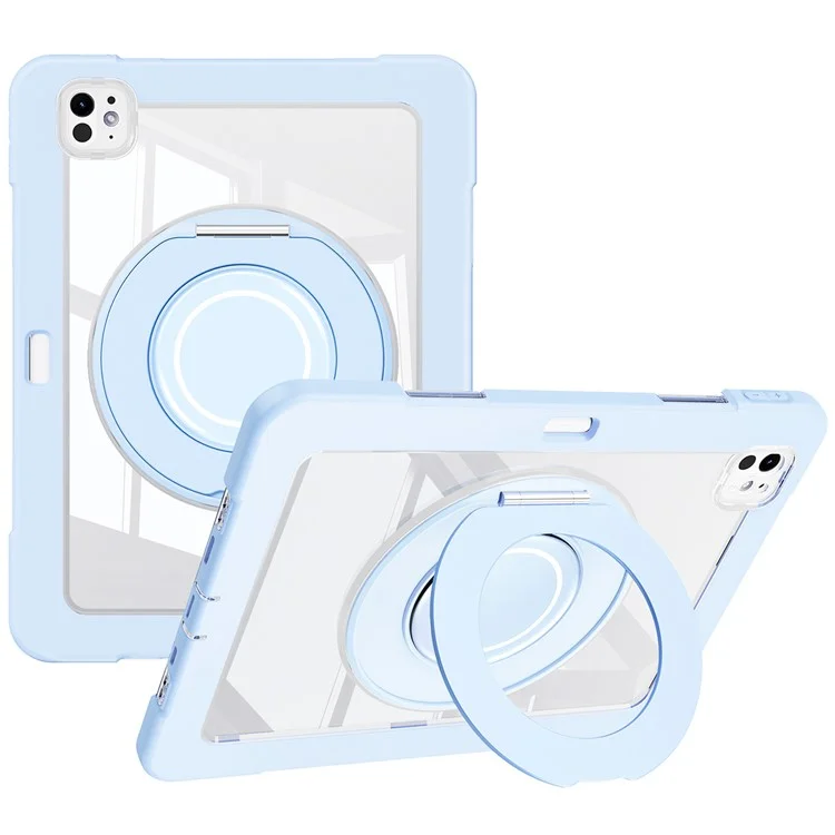 For iPad Pro 11 (2024) Case PC+Silicone Anti-Drop Tablet Cover with Swivel Kickstand - Blue