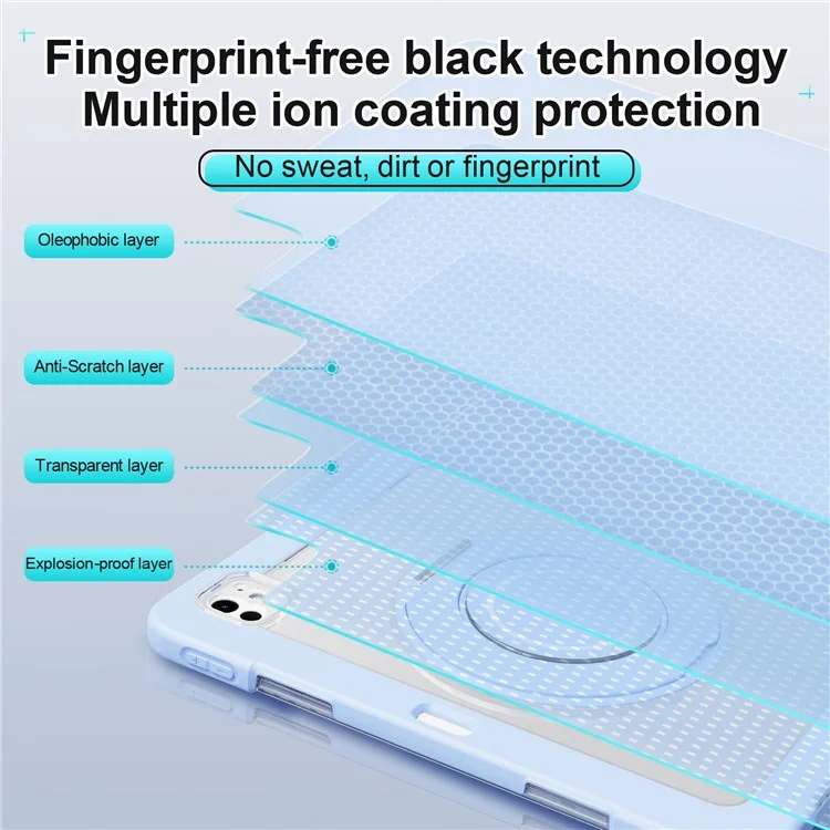 For iPad Pro 11 (2024) Case PC+Silicone Anti-Drop Tablet Cover with Swivel Kickstand - Blue