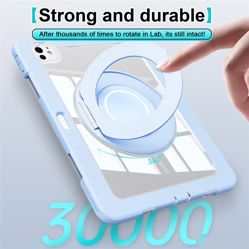 For iPad Pro 11 (2024) Case PC+Silicone Anti-Drop Tablet Cover with Swivel Kickstand - Blue