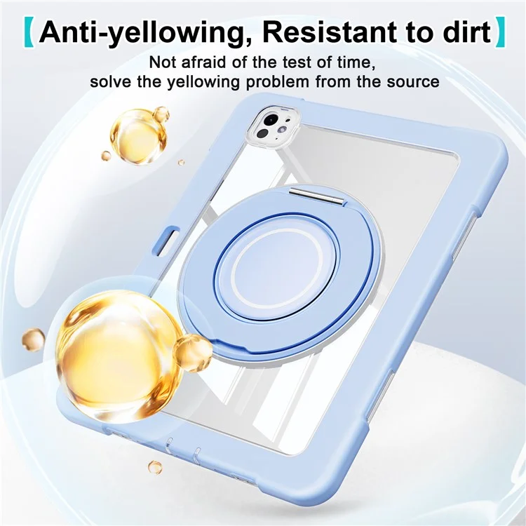 For iPad Pro 11 (2024) Case PC+Silicone Anti-Drop Tablet Cover with Swivel Kickstand - Blue