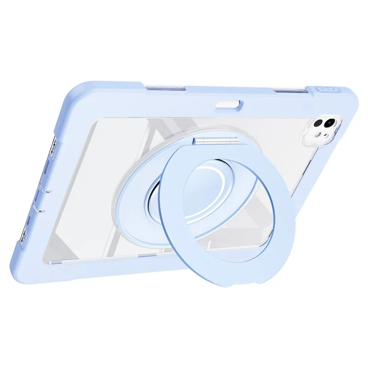 For iPad Pro 11 (2024) Case PC+Silicone Anti-Drop Tablet Cover with Swivel Kickstand - Blue