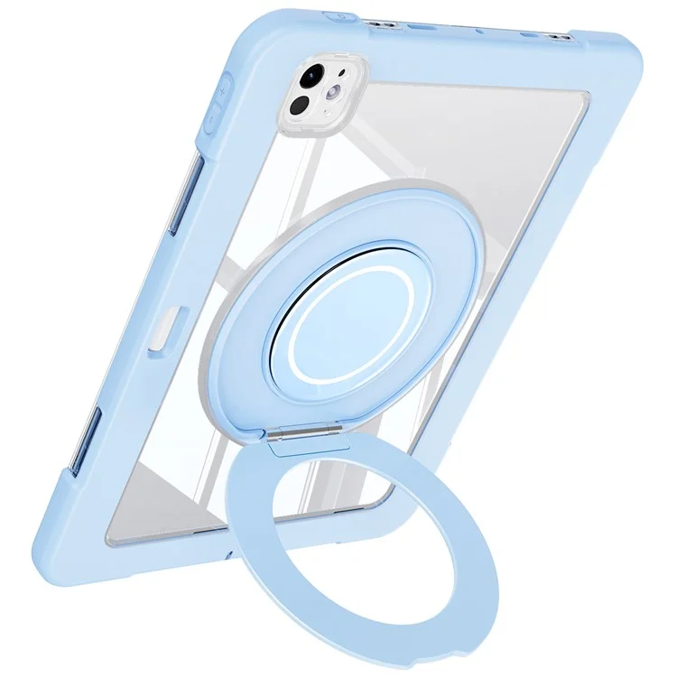For iPad Pro 11 (2024) Case PC+Silicone Anti-Drop Tablet Cover with Swivel Kickstand - Blue