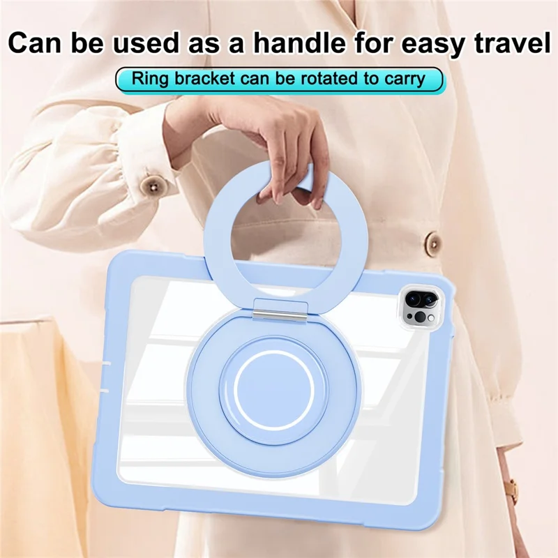 For iPad Pro 11 (2022) / (2021) / (2020) / Air (2022) / (2020) Case Swivel Kickstand PC+Silicone Anti-Drop Tablet Cover - Blue