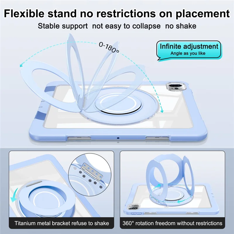 For iPad Pro 11 (2022) / (2021) / (2020) / Air (2022) / (2020) Case Swivel Kickstand PC+Silicone Anti-Drop Tablet Cover - Blue