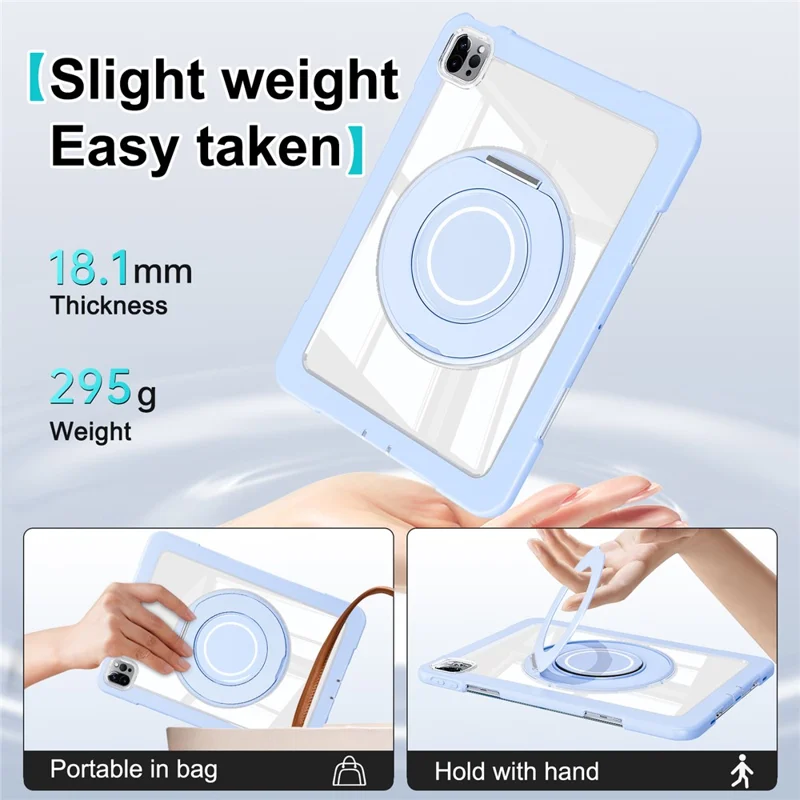 For iPad Pro 11 (2022) / (2021) / (2020) / Air (2022) / (2020) Case Swivel Kickstand PC+Silicone Anti-Drop Tablet Cover - Blue