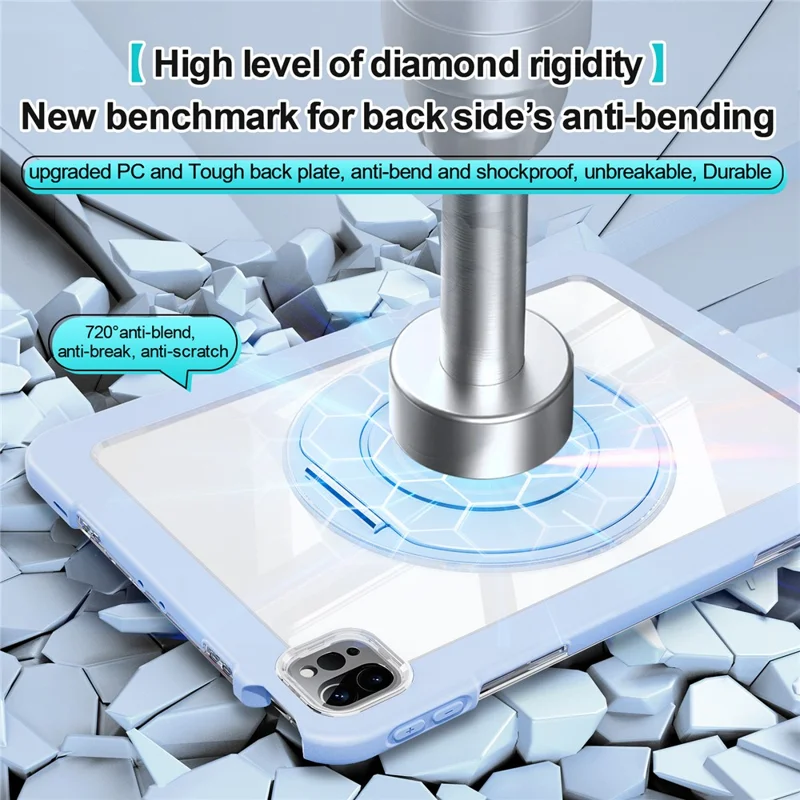 For iPad Pro 11 (2022) / (2021) / (2020) / Air (2022) / (2020) Case Swivel Kickstand PC+Silicone Anti-Drop Tablet Cover - Blue