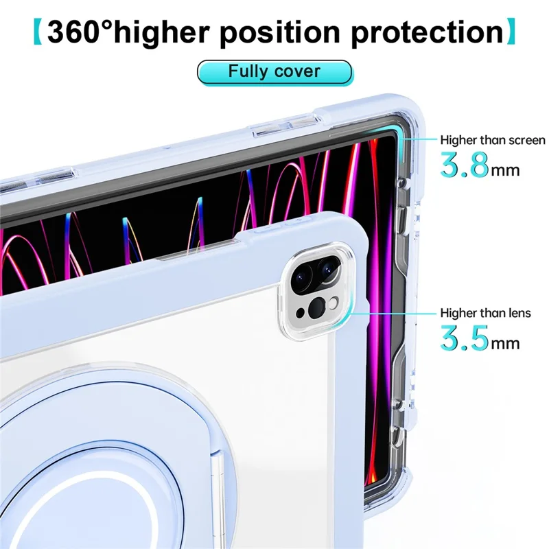 For iPad Pro 11 (2022) / (2021) / (2020) / Air (2022) / (2020) Case Swivel Kickstand PC+Silicone Anti-Drop Tablet Cover - Blue