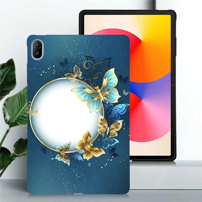 For Huawei MatePad SE 11 TPU Case Pattern Printing Slim Tablet Protective Cover - Moon and Butterfly