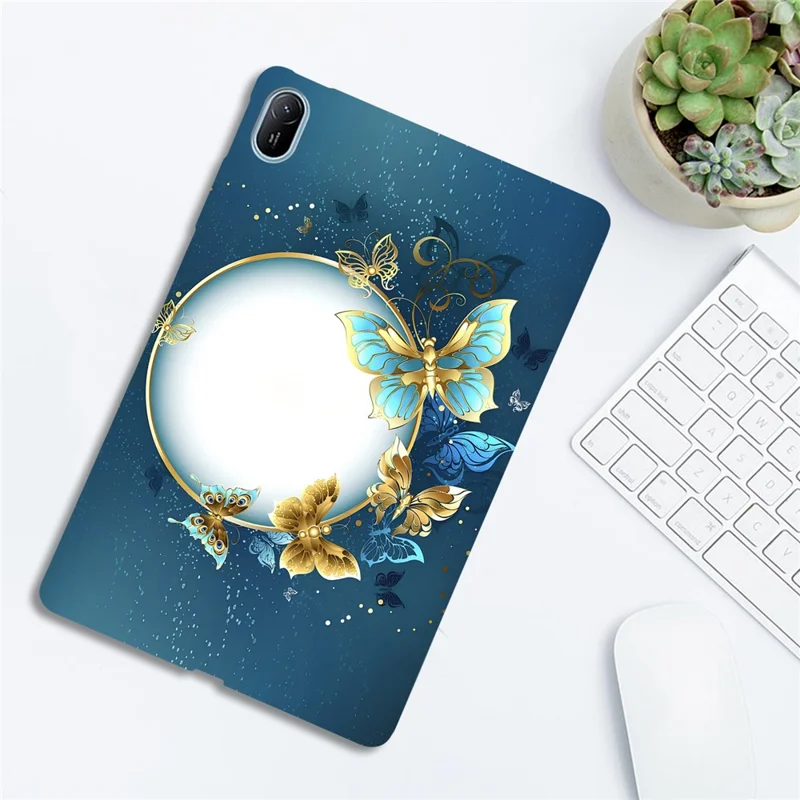 For Huawei MatePad SE 11 TPU Case Pattern Printing Slim Tablet Protective Cover - Moon and Butterfly